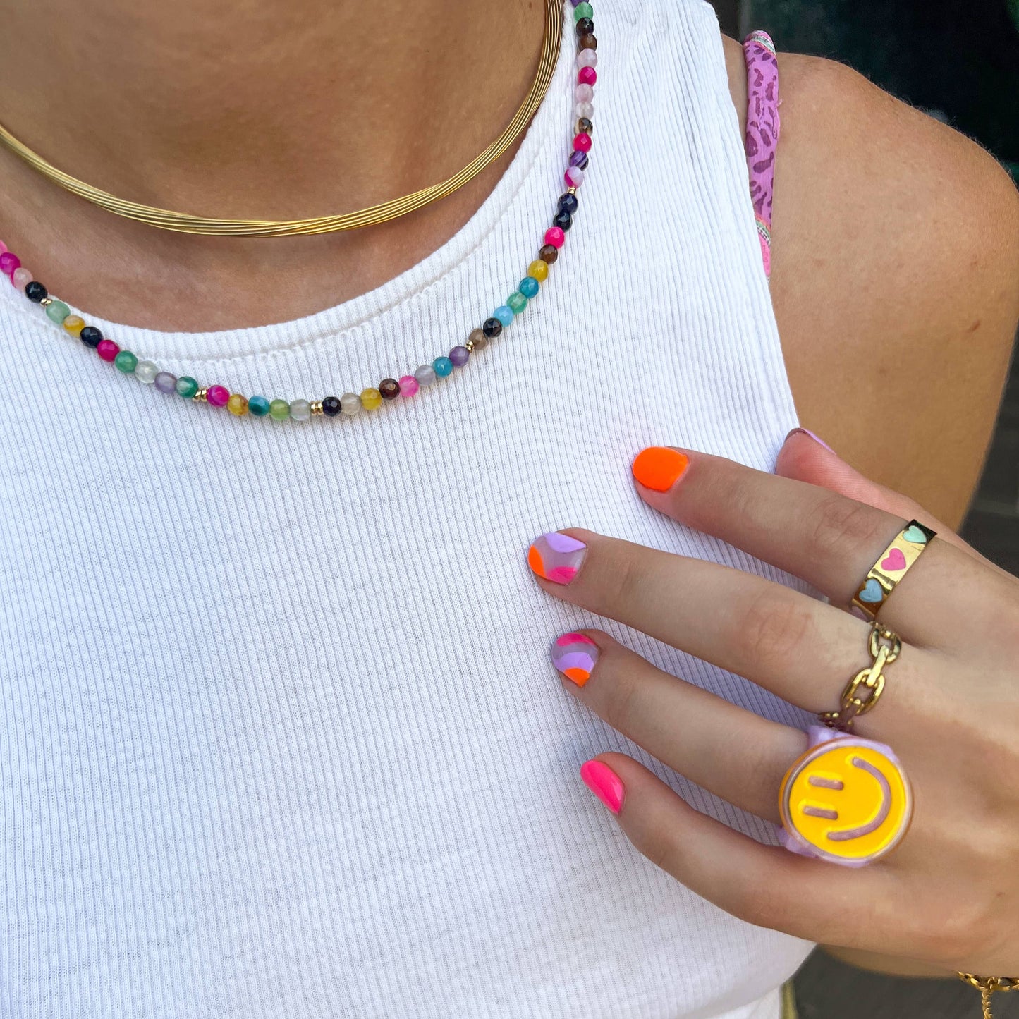 Lilac big smiley ring