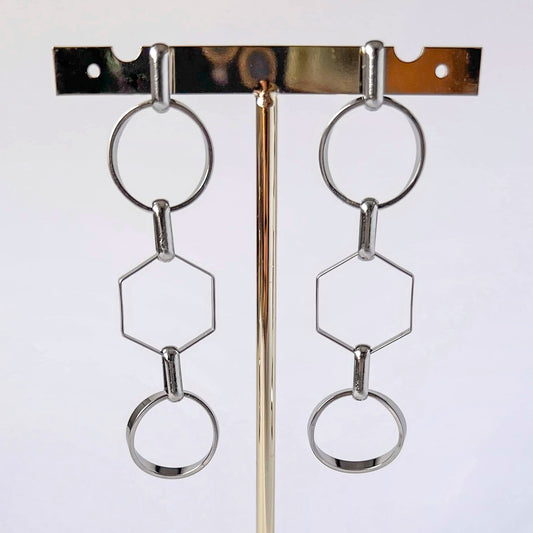 Hexagon silver earrings