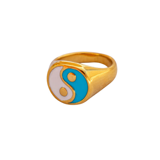 Yin Yang blue ring