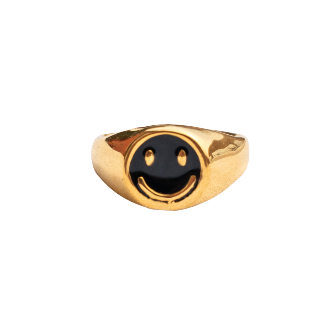 Black smiley ring