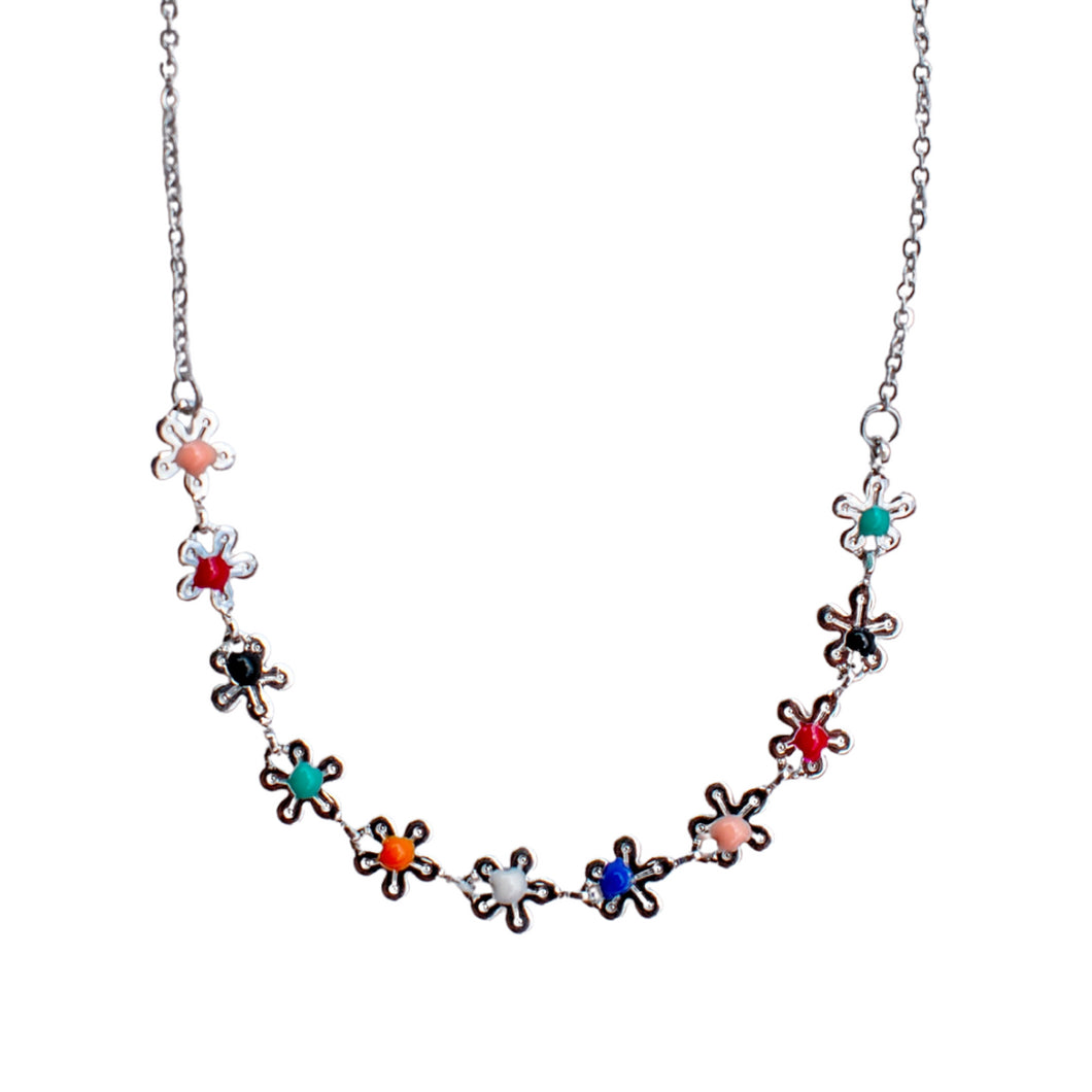 Collar Flores plata