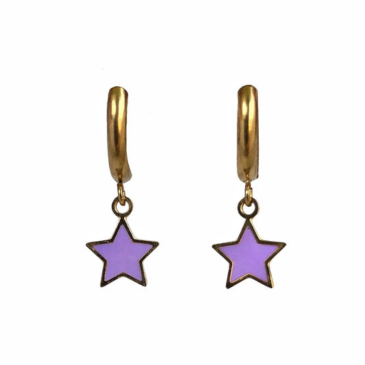 Purple star earrings