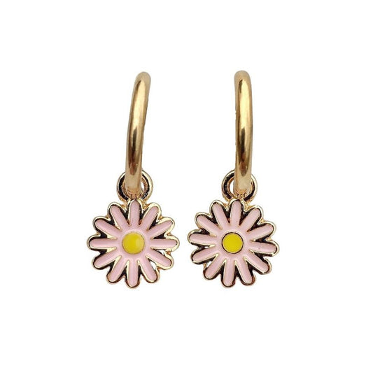 Pink daisy earrings