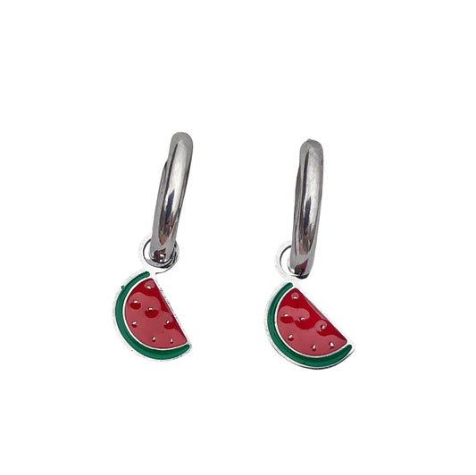 Watermelon silver earrings