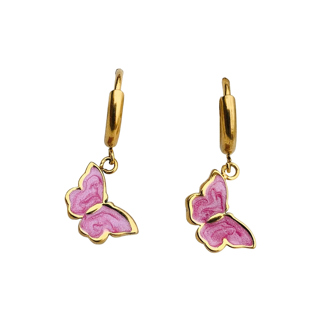 Pendientes Mariposa rosa