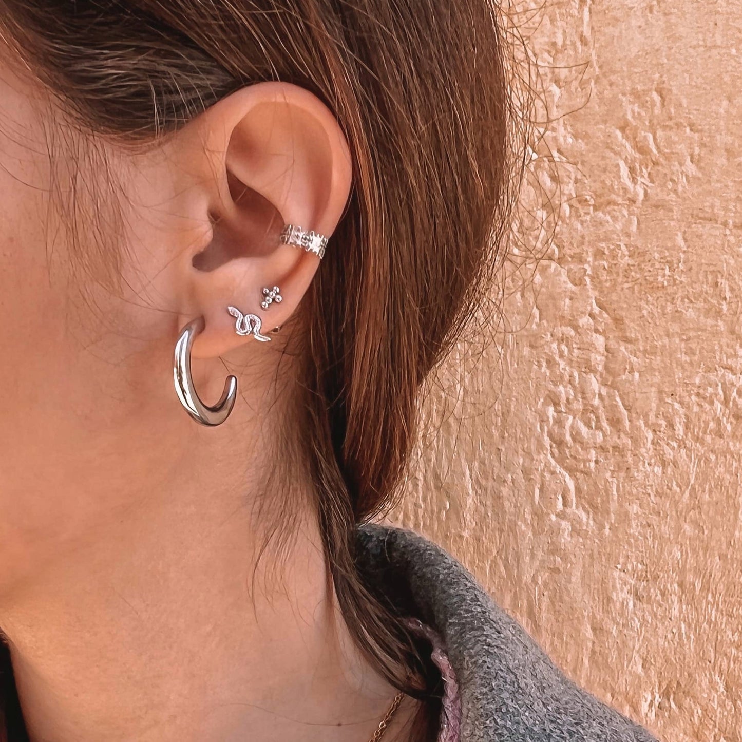 Snake silver mini earrings