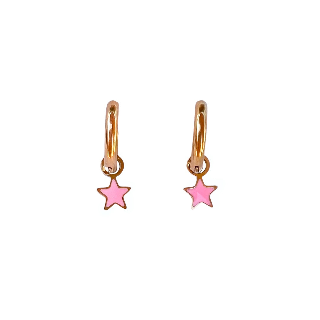 Boucles d'oreilles étoile rose