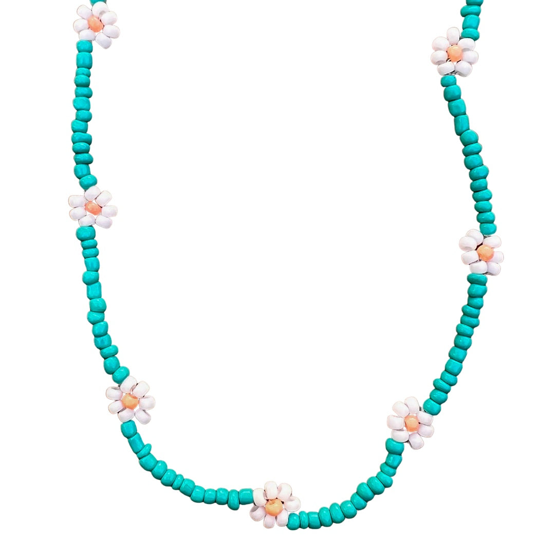 Collar flores turquesa