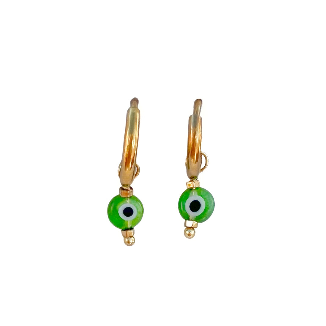 Green eyes earrings