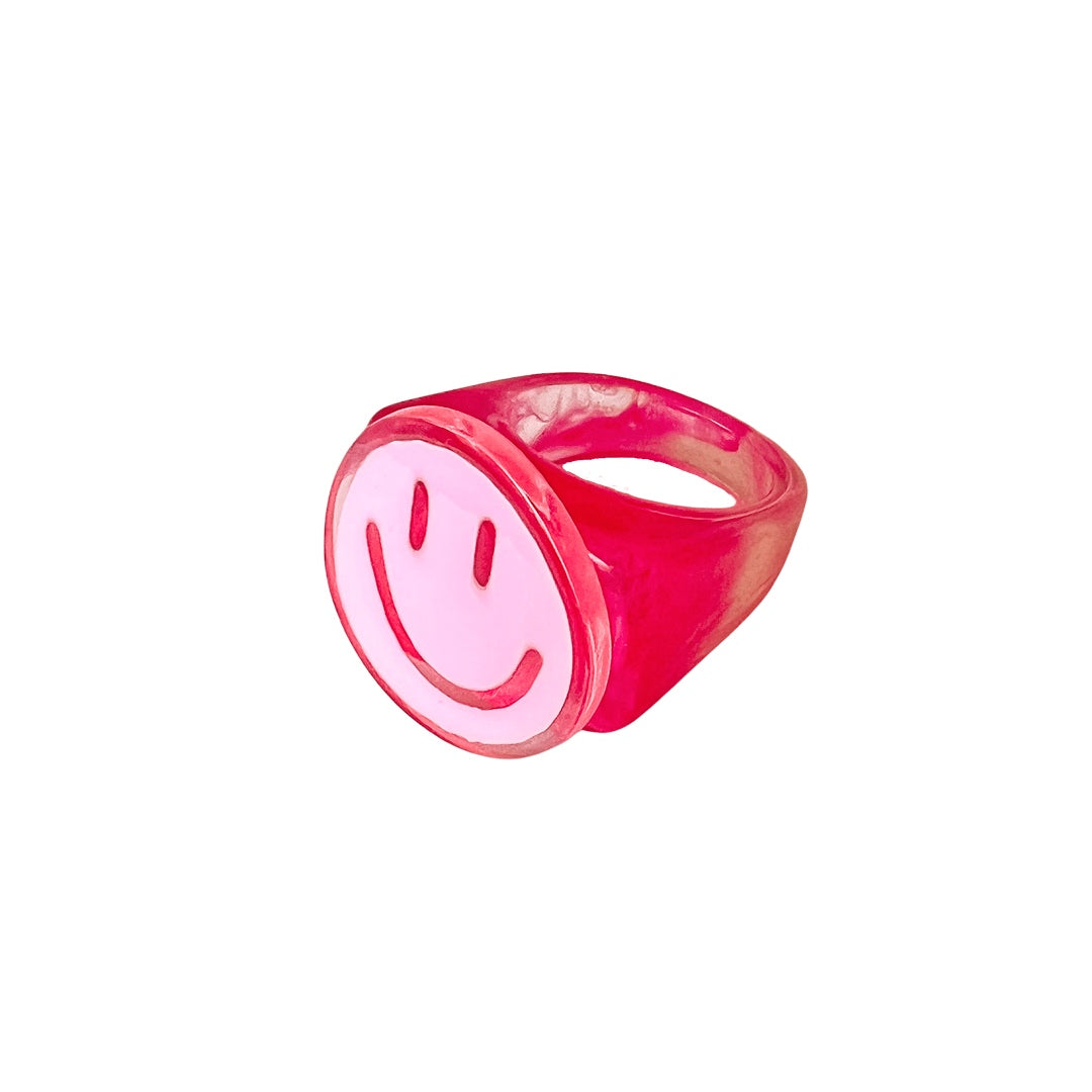 Pink big smiley ring