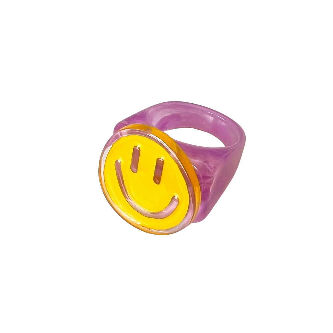Lilac big smiley ring